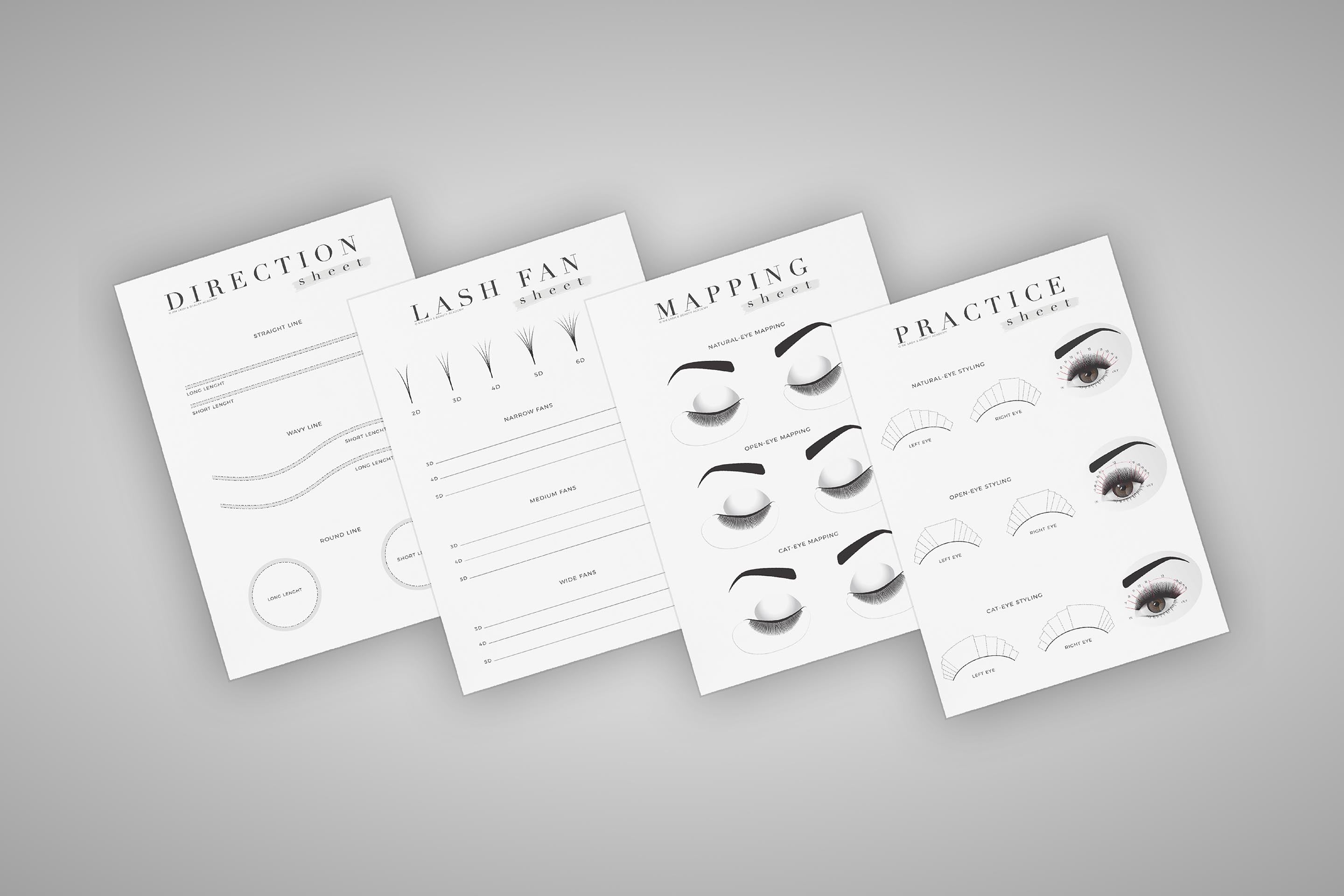 Eyelash Extension Training Practice Sheets