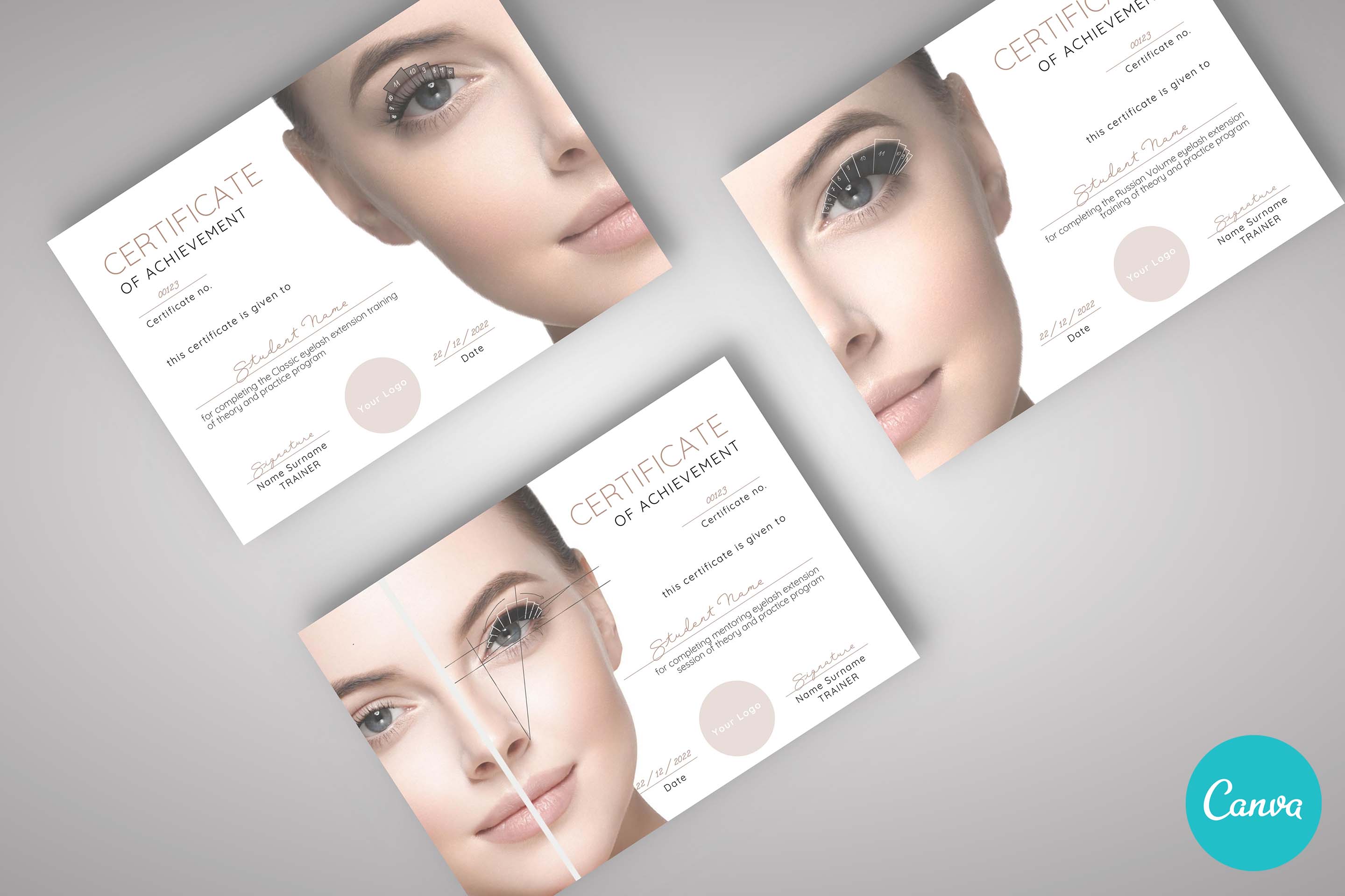 3 Canva Editable Lash Certificate Templates