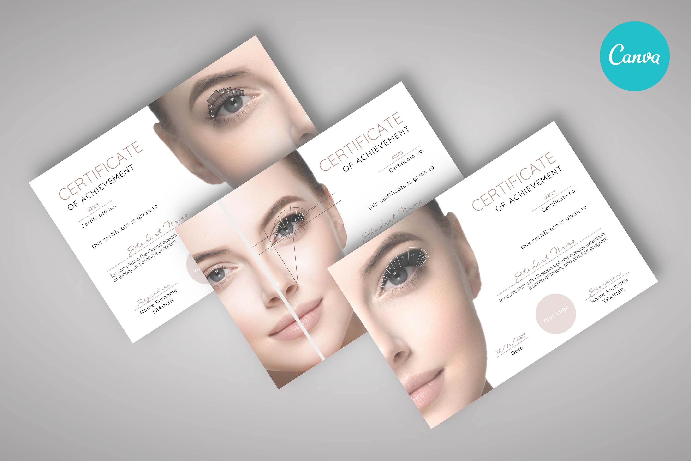 3 Canva Editable Lash Certificate Templates
